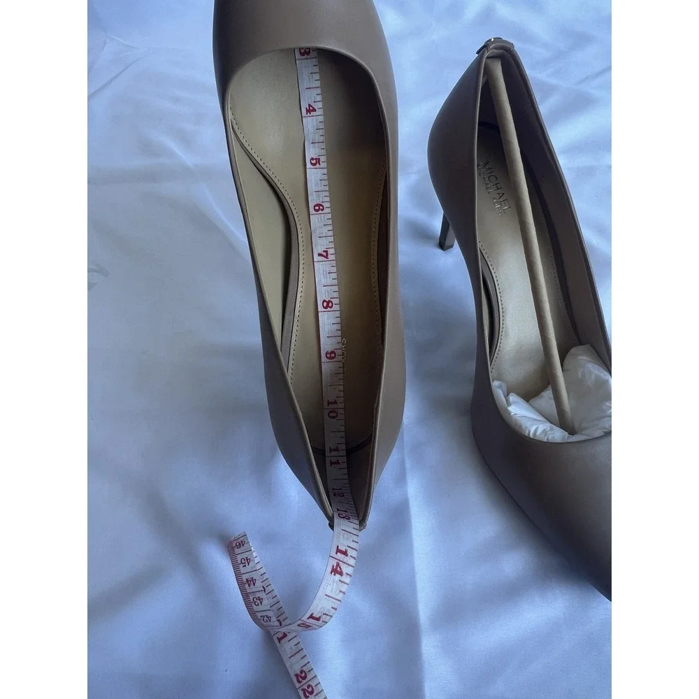 Michael Kors Dorothy Flex Pump Leather Dk Khaki Pointed Toe Heels 40S8DOMP2L 10M